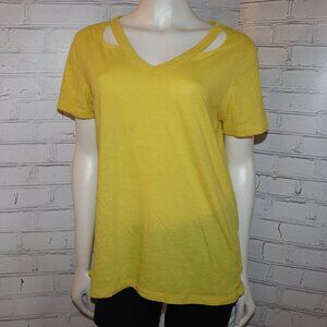 🌞💛✂️ Yellow Cut-Out Tee · Just Be · Size L